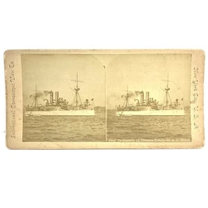 Battleship U.S.S. Maine 1896 dedication Grant's Tomb Stereoview photograph Card - Picture 1 of 10