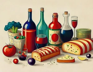 Tile Mural Wine Bread Cheese Tomatoes Wall Art Kitchen Backsplash Marble Ceramic - Picture 1 of 16