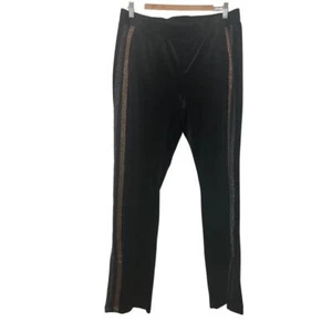 Pam And Gela Hose Damen Größe L Schwarz Samt Metallic Gestreift Silber Gold - Bild 1 von 9