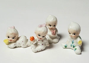 Napco Pajama Babies of the Month Porcelain 2" miniature 4 Figurines Vtg Taiwan - Picture 1 of 7