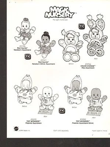 1991 VINTAGE AD SHEET #1378 - MATTEL TOYS - MAGIC NURSERY - Picture 1 of 1