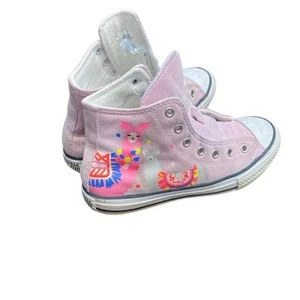 Converse Girls CTAS High GS Playful Llama Pink Suede Sneakers Size 5.5 - Picture 1 of 12