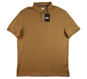 DKNY Polo Shirt Mens Medium Timber BrownvClassic Embroidered Logo Casual $69 New - Picture 1 of 7