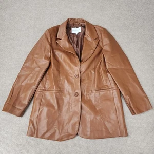 Chaqueta Blazer Rebecca Minkoff Imitación Piel de Cordero Cuero Marrón | Para Mujer Grande - Imagen 1 de 8
