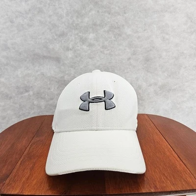 Under Armour Kids Youth SmMd Baseball Cap Hat White Gray Logo Fitted Classic Fit - Image 1 of 4