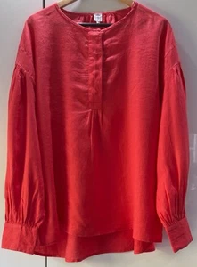 John Lewis Linen Blouse Red Size 16 New With Tags - Picture 1 of 8