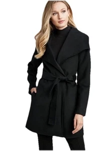 Abrigo envolvente negro Tahari para damas con cinturón tela de doble cara talla XXL chal precio de venta sugerido por el fabricante 350 USD - Imagen 1 de 8