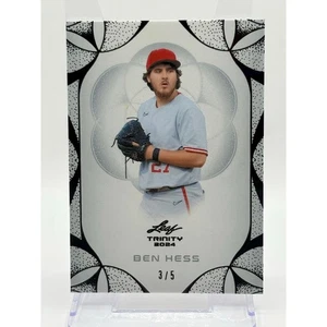 2024 Leaf Trinity Ben Hess Black Parallel 3/5 SSP New York Yankees Prospekt - Bild 1 von 2