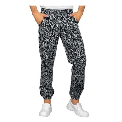 Pantalone Cuoco Unisex Pantagiaffa Nero Sushi 01 Elastico - Isacco - Pizzaiolo - Immagine 1 di 3