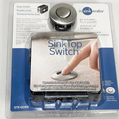 InSinkErator Sink Top Switch Garbage Disposal STS-00SN Satin Nickel Dual Outlet - Image 1 of 4