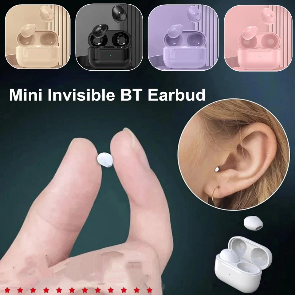 NEW Mini Earbuds Invisible Sleep Headphone Bluetooth 5.2 Earphones Wireless - Image 1 of 4