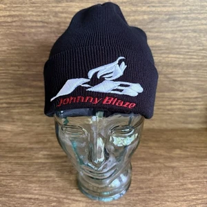 Vintage Johnny Blaze Beanie Hat Black Embroidered Logo Y2K Hip Hop Streetwear - Picture 1 of 9