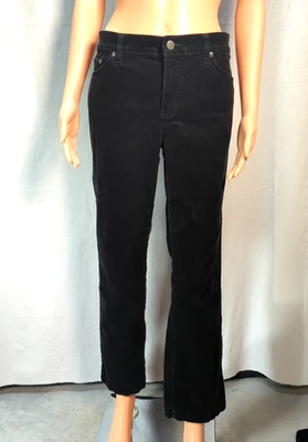 LRL Lauren Jeans Co размер 8 вельветовые брюки черные шнуры классический прямой Pinwale - Изображение 1 из 4