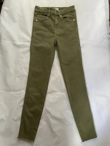 Free People We The Free Khaki Green Skinny High Waist Jeans Comfort Stretch W25 - Picture 1 of 16