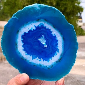 153G Naturale Bellissima Agata Geode Fetta Druzy Pietra Preziosa Extra Large - Foto 1 di 15