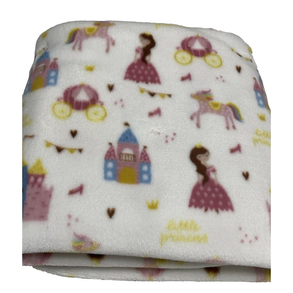 Manta Little Princess Minky Bebé Niño Pequeño Castillo Carruaje Caballo Suave 37x50 Foto 1 de 4