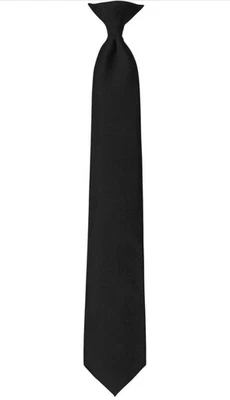 Corbata de clip lisa uniforme Jacob Alexander 20"" negra Foto 1 de 4