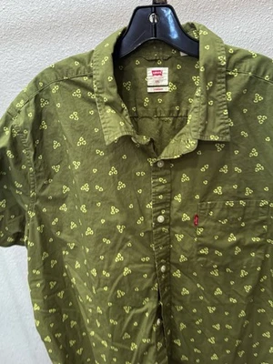Levis Retro Obra de Arte Verde MANGA CORTA CAMISA ABOTONADA 2XL XXL  Foto 1 de 4