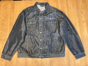ROCAWEAR Jeansjacke Herren Gr. L Large Trucker Dark Wash Stickerei Y2K Fehler - Bild 1 von 22