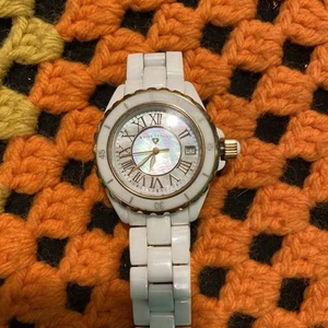 Unique Swiss Legend Karamica Womens White Rose Gold Sapphire Crystal Date Watch - Picture 1 of 6