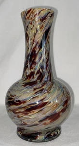 Vintage Tschechoslowakei mehrfarbig Wirbelgehäuse weiß Kunstglas Vase Boden gemarkt - Bild 1 von 7