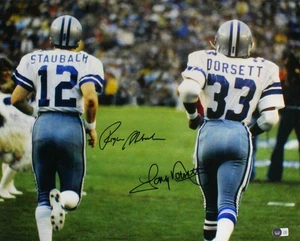 Roger Staubach Tony Dorsett Signed Dallas Cowboys 16x20 Back Photo-BeckettW Holo - Picture 1 of 11