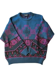 VTG  Wool Ski Sweater Demetre “Midnight Sun” Men’s M  100% Wool Made in USA - Picture 1 of 12