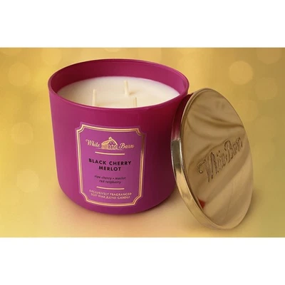 White Barn Bath & Body Works Black Cherry Merlot 3 Wick Candle - Image 1 of 2