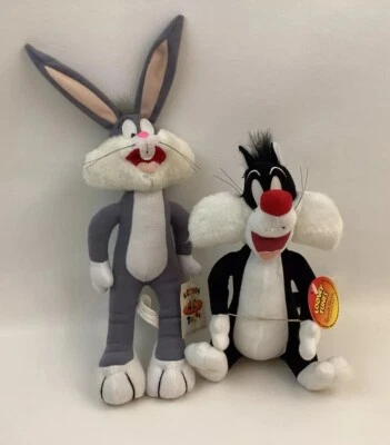 ACE Warner Bros. Looney Tunes Plush Bugs Bunny 15” & Sylvester Cat 9-1/2” - Image 1 of 4