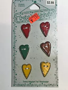 Trena's Trinkets Buttons (12) Hearts - Picture 1 of 2