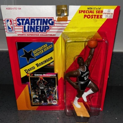 1992 Kenner Starting Lineup David Robinson with Trading Card Poster HOF NEW NIB - Image 1 of 3
