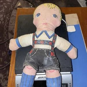 Vintage 1940s Cloth Art Doll German Boy Cut N Sew Hansel and Gretel - Picture 1 of 2