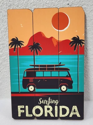 Surfing Florida Wooden Wall Painting Wall Art Decor - Image 1 of 4