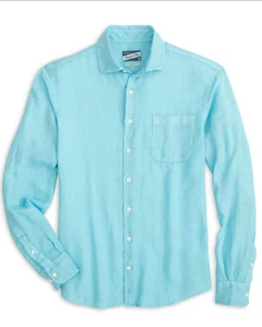JOHNNIE-O BARBADOS BLUE HANGIN' OUT FELIX LINEN LONG SLEEVE BUTTON DOWN SHIRT M - Picture 1 of 5