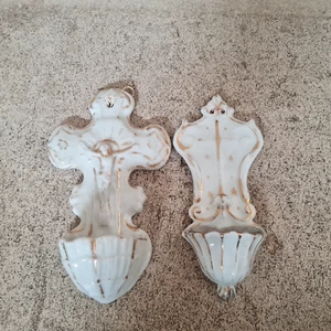 lot de 2 Bénitiers 19ème porcelaine de Paris - Imagen 1 de 2