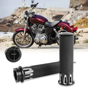 1" Motorcycle Handle Bar Hand Grips Black For Harley Sportster XL1200 XL883 Dyna - Picture 1 of 14