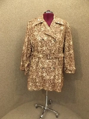 Walk Your Talk! NEW Womens Plus Sz 3X Leopard Cheetah Faux Suede Trench Peacoat - Image 1 of 4