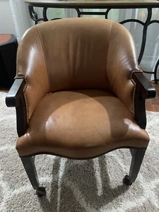 St Timothy Chair Co Leather Library Office Arm Chair On Casters - Picture 1 of 11