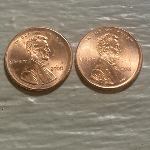 2000 and 2001 ERROR Broad Struck Lincoln Cent GEM BU Pennies #BS15 Cover