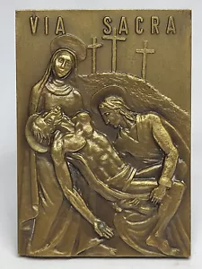 JESUCRISTO VÍA CRUCIS 14a Estación JESÚS ES PUESTO EN LA TUMBA Medalla de Bronce #17 - Imagen 1 de 5