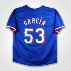 Adolis Garcia signiertes blaues Pro-Style Baseball Trikot - Bild 1 von 3