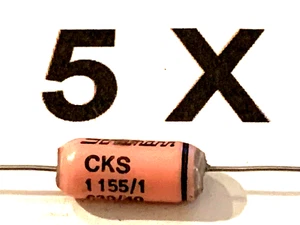 1155pF, 1,155nF, 630V, 1%, 40°C,Styrofle-/Alu-Folie, axial,Schümann CKS, 5 Stück - Picture 1 of 3
