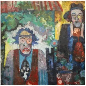 Eliassaf Barsuk: A Couple by a Tree 1980s / Israeli Jewish Modern Oil - Picture 1 of 2