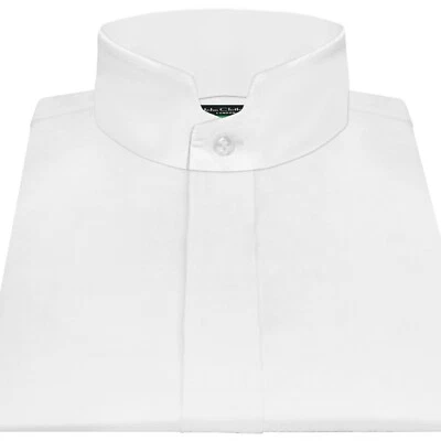 Camicia Uomo Alta Rigida Stand Collo Imperiale Bianca Nascosta Placket Ricevimento - Immagine 1 di 4