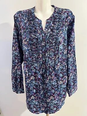 Blusa Top Croft & Barrow Mujer Azul Púrpura Lunares 2X Atado Trasero Abotonado Foto 1 de 4