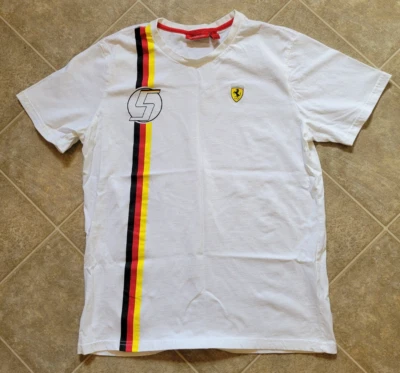 Sebastian Vettel Formula 1 Scuderia 法拉利短袖白色衬衫 L 码 — 第 1/4 张图片