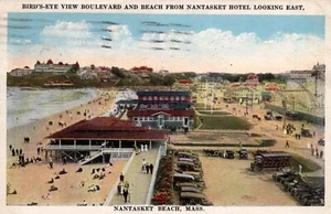 Nantasket Beach Massachusetts Birds Eye View Blvd Beach Looking East Posted 1921 - Picture 1 of 2