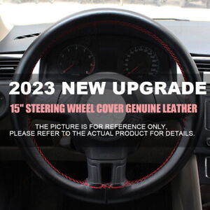 15" Steering Wheel Cover Genuine Leather FOR LINCOLN