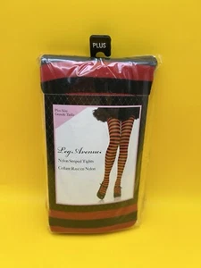 3X-4X Strumpfhose blickdicht Damen ÜBERGRÖSSE gestreift rot & schwarz - LEG AVENUE - Bild 1 von 3