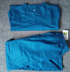 Misemiya Unisex Scrub Set Top And Trousers Peacock Blue Large